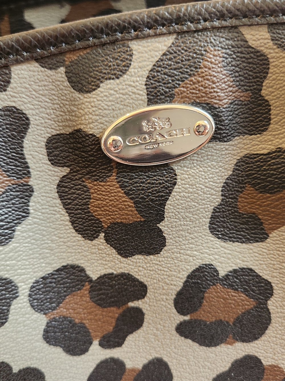 Coach Leopard Print Leather Satchel - Brown/Black - Picture 2 of 7